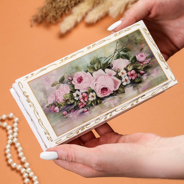Шкатулка - купюрница «Нежность», белая, 8,5×17 см, лаковая миниатюра - фото 1908394168