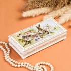 Шкатулка - купюрница «Птица на ветке», белая, 8,5×17 см, лаковая миниатюра - фото 318098159