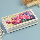 Шкатулка - купюрница «Розы», белая, 8,5×17 см, лаковая миниатюра - фото 9352567