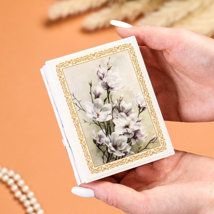 Шкатулка «Цветение», белая, 8×10,5 см, лаковая миниатюра - фото 1906936555