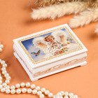 Шкатулка «Ангелок с птичками», белая, 8×10,5 см, лаковая миниатюра - фото 305352151