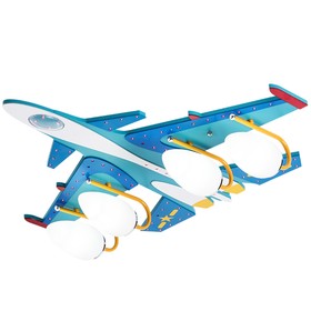 Люстра «Самолет», 4x40Вт E14, голубой 80x70x20 см