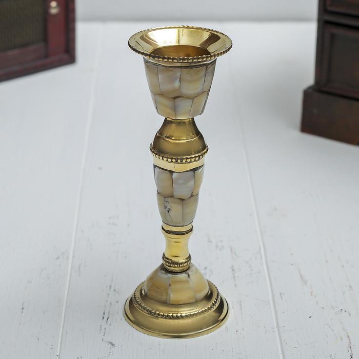 Подсвечник на 1 свечу "Королевский шик" с перламутром 13 см - Фото 1