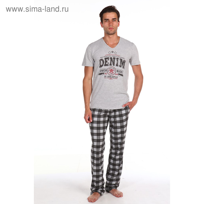 Комплект мужской (футболка, брюки) 539 цвет серый, р-р 46 - Фото 1
