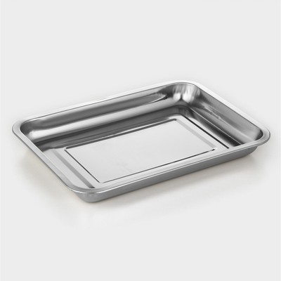 Противень, 36×27×4 см, нержавеющая сталь, хромированный
