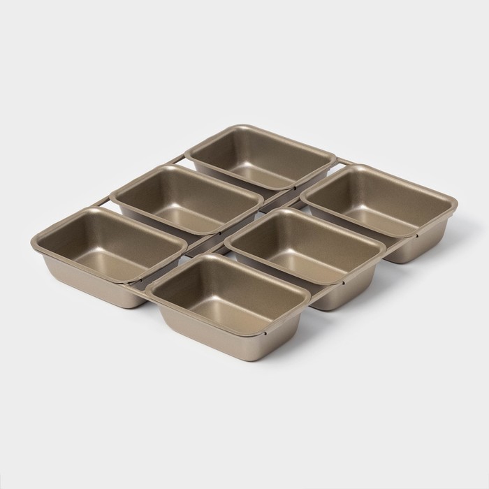 Форма для выпечки «Прямоугольник. Рэнди», 21.5×21 см, 6 ячеек, антипригарное покрытие, цвет золотой - Фото 1