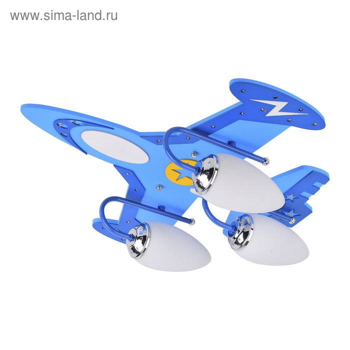 Люстра «Самолет», 3x40Вт E14, голубой 56x50x15 см
