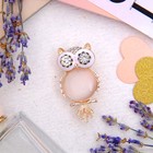 Брошь «Сова круглая», цвет бело-розовая в розовом золоте - Фото 1