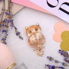 Брошь «Сова круглая», цвет бело-розовая в розовом золоте - Фото 2