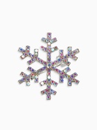 Брошь новогодняя «Снежинка» малая, радужная в серебре - Фото 1