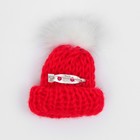 Брошь «Новогодняя» шапочка тёплая, цвет красный - Фото 3