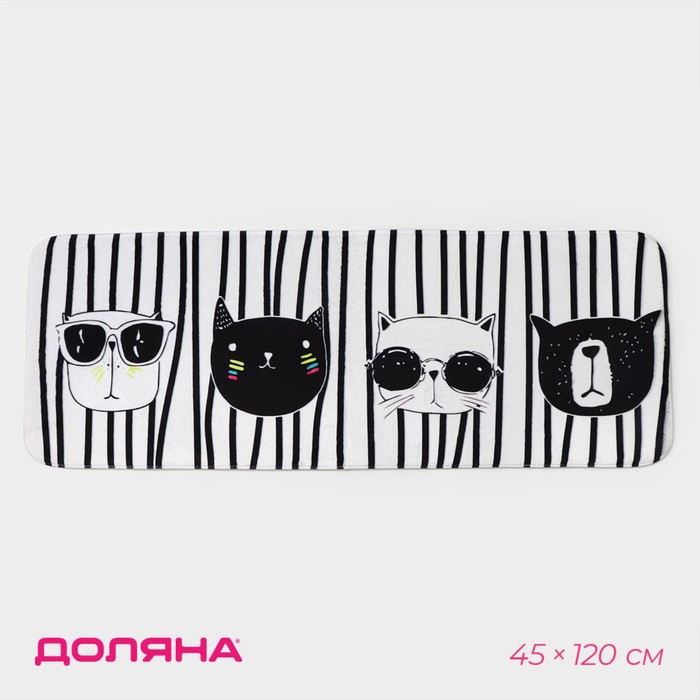 Коврик для ванной и туалета Доляна «Коты», 45×120 см - Фото 1