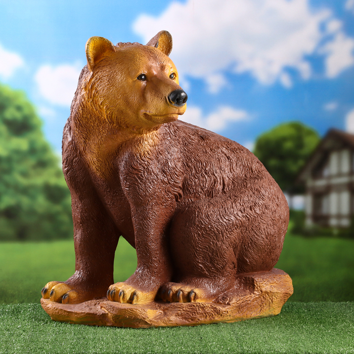 Садовая фигура "Медведь сидя большой" коричневый, 40х50х48см - Фото 1