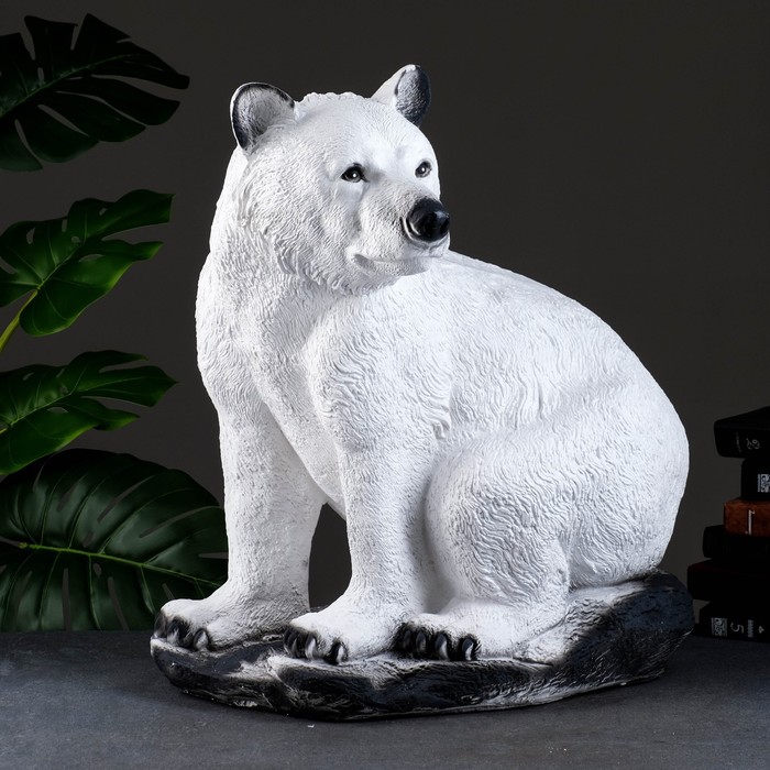 Фигура "Медведь сидя " белый, 40х50х56см - Фото 1