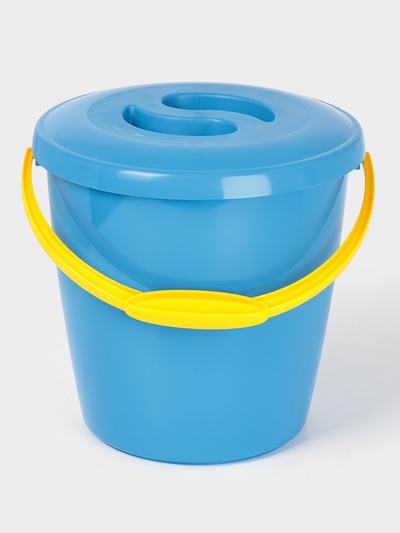 Ведро с крышкой и мерной шкалой, 10 л, d=27,3 см, h=28,7 см, пластик, МИКС