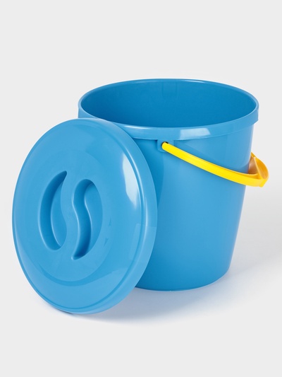 Ведро с крышкой и мерной шкалой, 10 л, d=27,3 см, h=28,7 см, пластик, МИКС