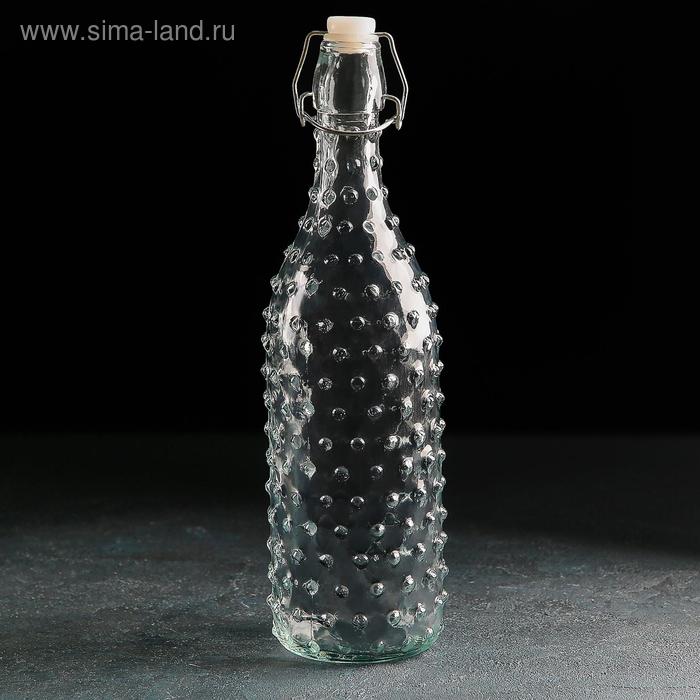 Бутыль стеклянная для соусов и масла с бугельным замком «Ризотто», 1 л, 8×8×30 см - Фото 1
