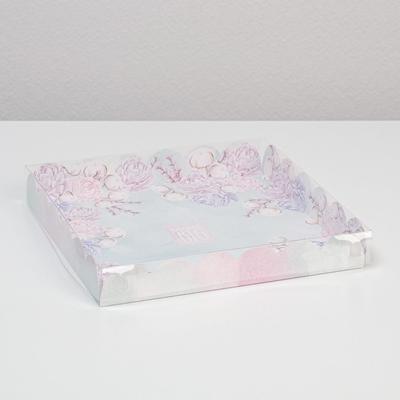 Коробка для печенья, кондитерская упаковка с PVC крышкой, «Мечтай!», 21 х 21 х 3 см