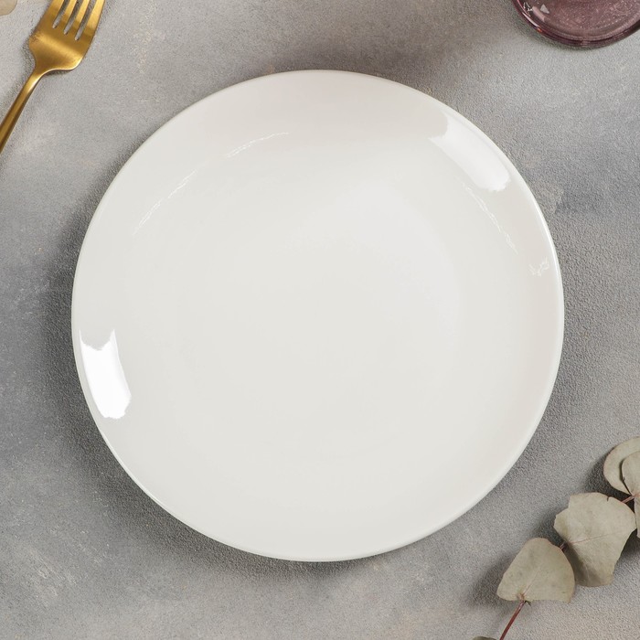 Тарелка фарфоровая обеденная Доляна White Label, d=22,6 см, цвет белый - фото 1908394597