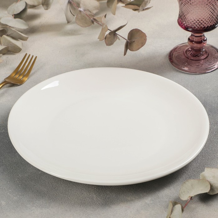 Тарелка фарфоровая обеденная Доляна White Label, d=25 см, цвет белый - фото 1908394601