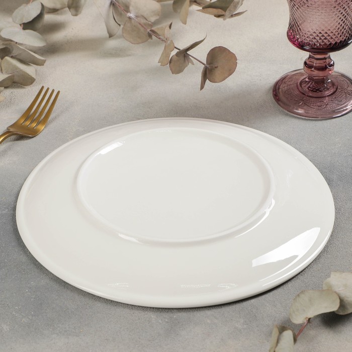 Тарелка фарфоровая обеденная Доляна White Label, d=25 см, цвет белый - фото 1908394602