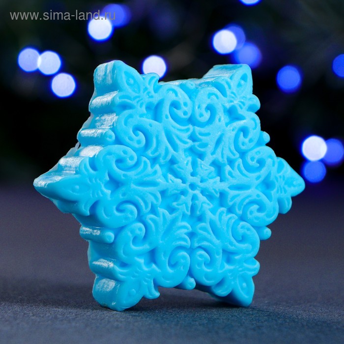 Фигурное мыло "Снежинка" голубая 71гр, 7х7х2см - Фото 1