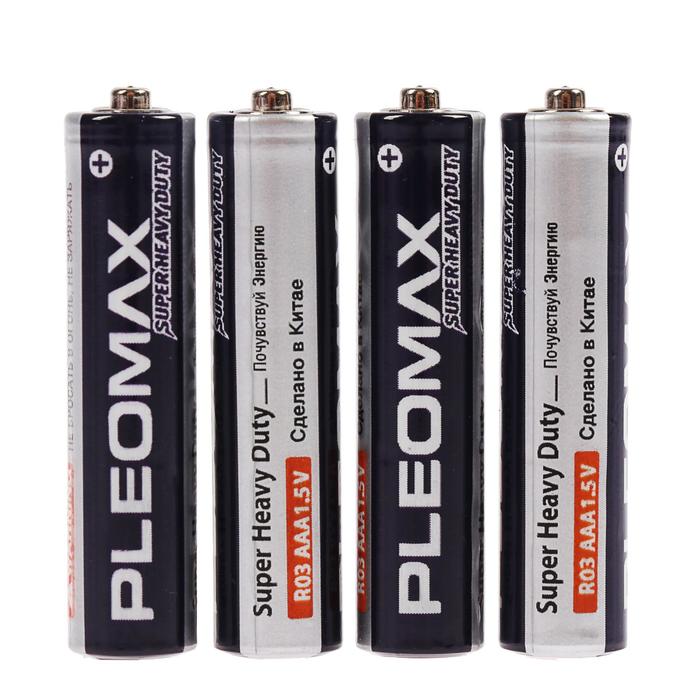 Батарейка солевая Pleomax Super Heavy Duty, AAA, R03-4S, 1.5В, спайка, 4 шт. - Фото 1