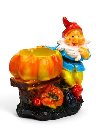 Фигурное кашпо для цветов «Гном с тыквой», 40×31×20 см, гипс