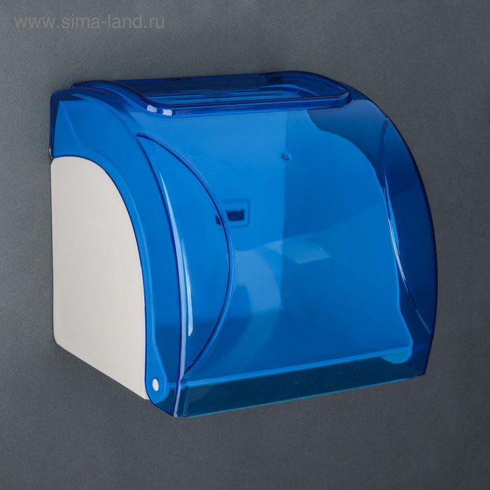 Держатель для туалетной бумаги пластиковый, без втулки 14×13.8×13 см, цвет синий с белым - Фото 1