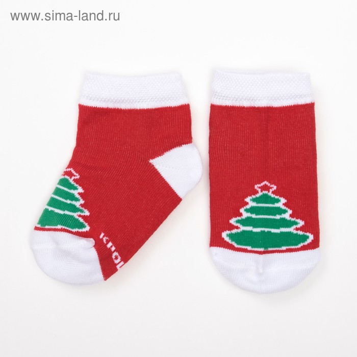 Носки Крошка Я "Новогодняя елочка" 10-12 см, 100% хлопок - Фото 1