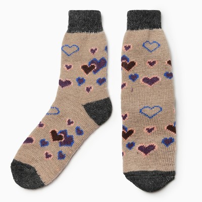 Носки женские шерстяные «Сердечки» серые, размер 25