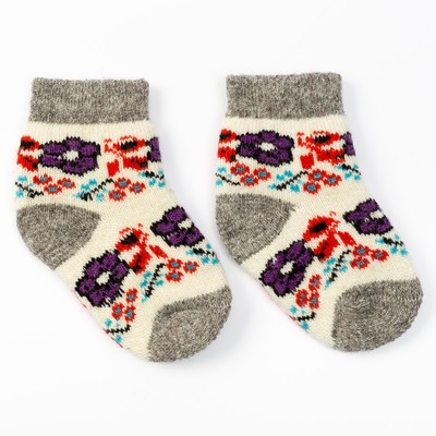 Носки детские шерстяные «Вьюнок», цвет белый, размер 12