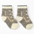 Носки детские шерстяные «Кеды-шнуровка», цвет бежевый, размер 16 - Фото 1
