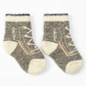 Носки детские шерстяные «Кеды-шнуровка», цвет бежевый, размер 16