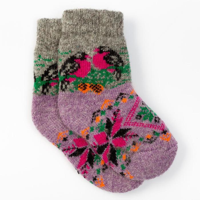 Носки детские шерстяные «Снегири», размер 16