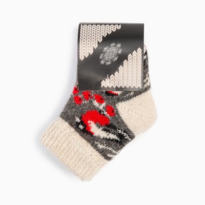 Носки детские шерстяные «Снегирь в снегу», серые, размер 10