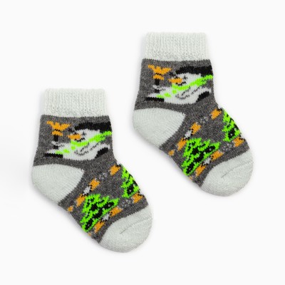 Носки детские шерстяные «Снеговик», цвет серый, размер 22