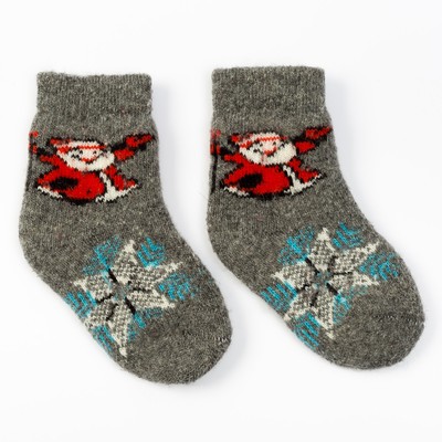 Носки детские шерстяные "Дед мороз", цвет серый, размер 10