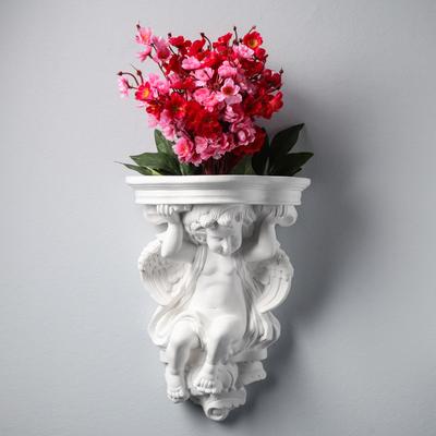 Кашпо настенное декоративное "Ангел'', бело-золотистое, гипс, 27х16х37 см