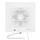 Вентилятор осевой, москитная сетка, с выключателем, провод, d=100 мм, 220 В, 15 Вт, белый - Фото 1