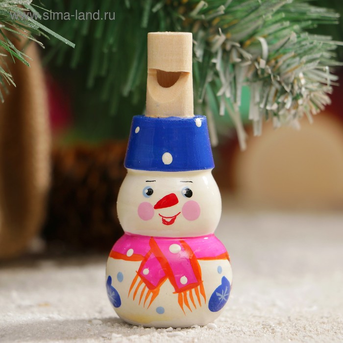 Свистулька «Снеговик», 3х7 см, микс, ручная роспись - Фото 1