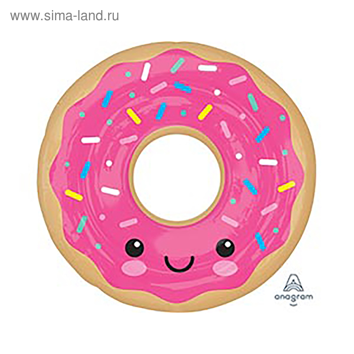 Шар фольгированный 28" "Розовый пончик в глазури", круг - Фото 1