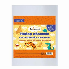 Набор обложек ПП 20 штук, 210 х 350 мм, 30 мкм, для тетрадей и дневников (в мягкой обложке)