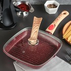 Сковорода-гриль литая «Рубин», 24×3,5 см, стеклянная крышка, съёмная ручка, антипригарное покрытие, индукция, цвет бордовый - Фото 1