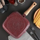 Сковорода-гриль литая «Рубин», 24×3,5 см, стеклянная крышка, съёмная ручка, антипригарное покрытие, индукция, цвет бордовый - Фото 13