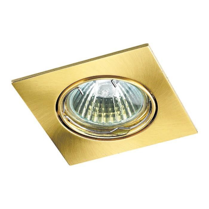 Встраиваемый светильник Novotech, 50 Вт, GX5,3, 12 В, 75x75 мм, d=75 мм, цвет золото - Фото 1