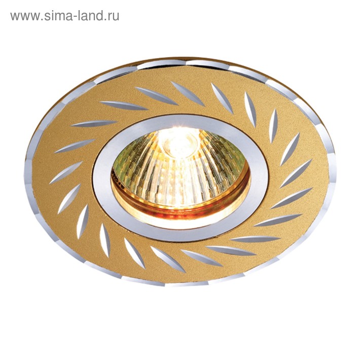 Встраиваемый светильник Novotech, 50 Вт, GX5,3, 12 В, 65x65 мм, d=65 мм, цвет золото - Фото 1