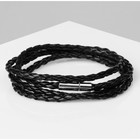 Браслет унисекс «Кожаное плетение», цвет чёрный с серебром, 82 см - фото 318099422