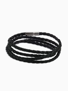 Браслет унисекс «Кожаное плетение», цвет чёрный с серебром, 82 см - Фото 1