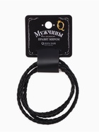 Браслет унисекс «Кожаное плетение», цвет чёрный с серебром, 82 см - фото 59308115